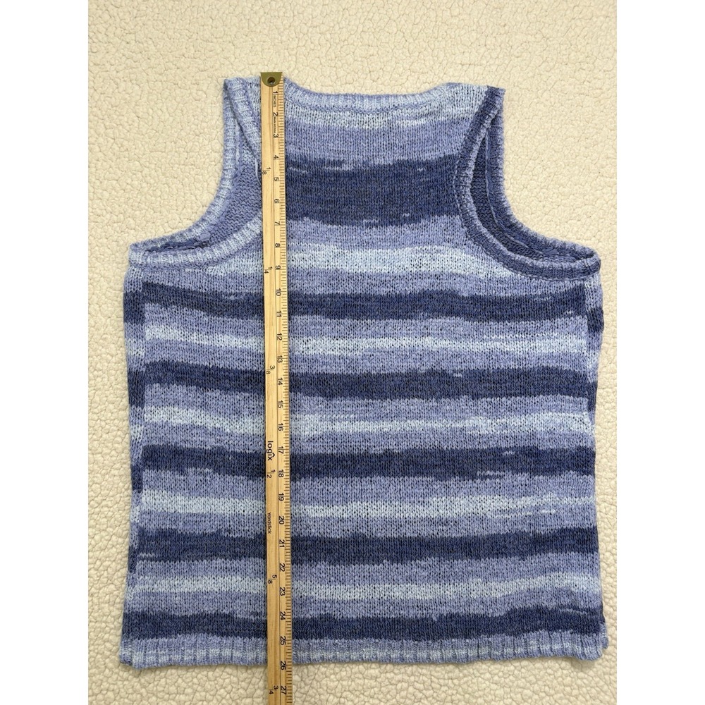 NWT ZARA Knit Tank Top Crochet Blue Striped Sleeveless Size S Sweater Vest - Picture 8 of 8